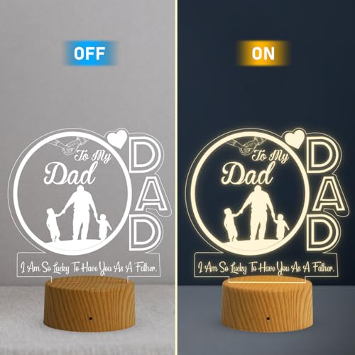 Image of Gift Me Bazar to My Dad Acrylic Led Night Lamp with Warm White Light & On /Off Touch Button | USB Powered | Birthday Gift for Dad | Fathers Day Gift | Express Your Love for Dad