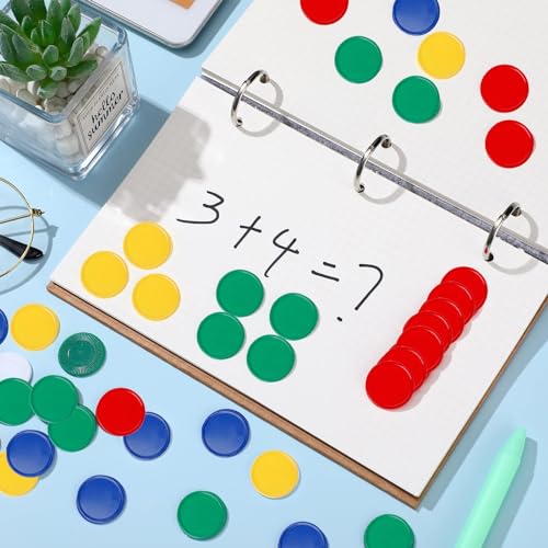 Qinsky Zählen Spielchips,Kunststoff Zähler 160er Pack Farbige Bingo Chips Farbzähler für Mathe Mathematik Oder Spiele Lernressourcen