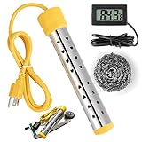 Immersion Water Heater for Bathtub,Submersible Water Heater with 304 Stainless Steel Protective Cover,Bathtub Heater,Heat 5 Gallons of Water in Minutes (Yellow)