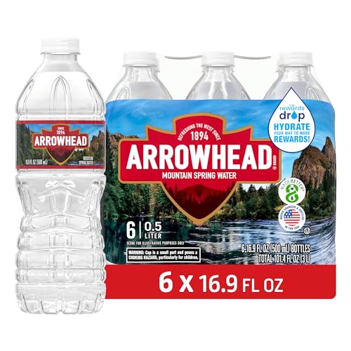 Image of Arrowhead Mountain Spring Water Bottles, 6 Pack - Still Bottled Water with Naturally Occurring Minerals for Taste - 16.9 Fl Oz