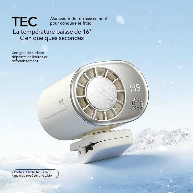 Ventilatore portatile USB a morsetto, multifunzione per ombrello, dimensioni ufficio esterno, schermo digitale batteria indicatore, silenziatore leggero ricaricabile, 3 velocità regolabile