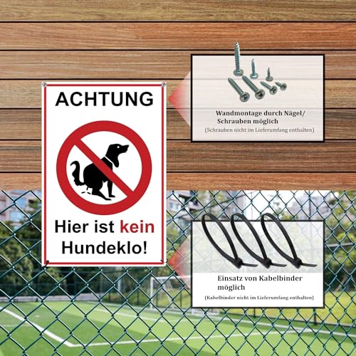 2 stück Achtung hier ist kein Hundeklo Schild (20 x 30 cm - 3mm Kunststoff) - Kein Hundeklo - Hunde Verbotsschilder - Hundeschilder - mit UV-Schutz und witterungsbeständig