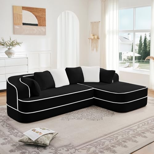 KEIKI Teddy Fabric Modular Boneless Sectional Sofa with Chaise, Right