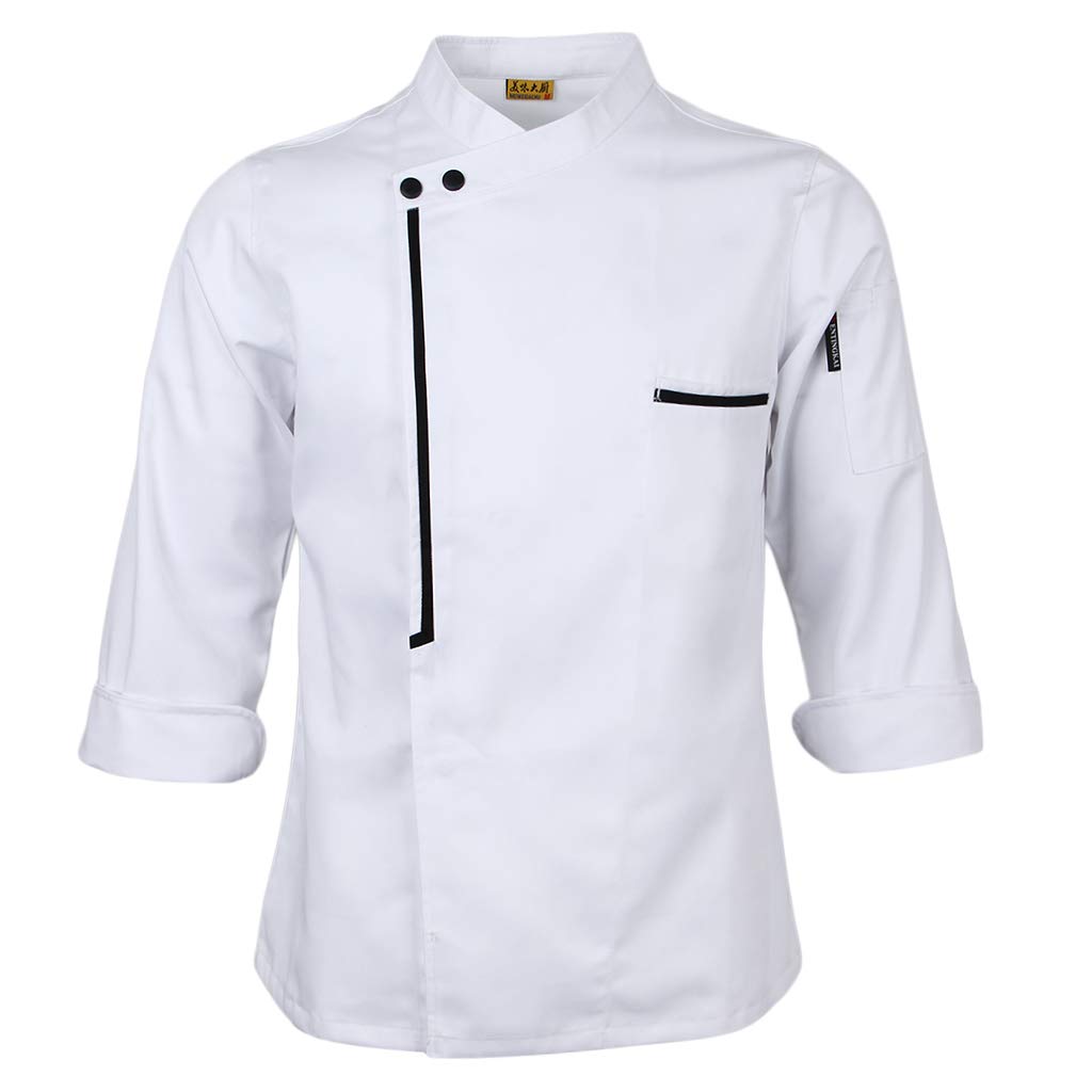Kochjacke Langarm Köchjacke Chefmantel Retro Mode mit Bequemen Kragen Und Stifttasche Langlebiges Polyester Spandex Material für Mitarbeiter in Resta
