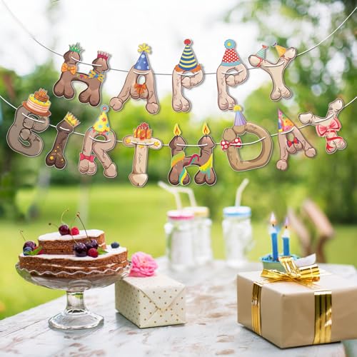 Image of Funny Penis Happy Birthday Banner Garland - Pre-Strung Naughty Adult Birthday Decoration, Hilarious Bachelorette Bachelor Party Decor, Gag Gift, Easy Hang, Reusable