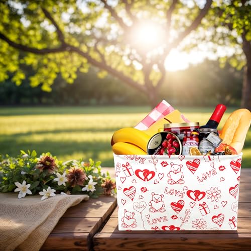 Image of Valentine's Day Basket Gift for Empty Cute Heart Large Storage Bin for Kid and Baby Room Decor (Bear Love)