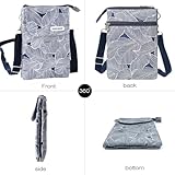 Fiisstina KXF Canvas Cell Phone Purse Wallet Freshing Elegant Leaf Pattern Small Crossbody Bag Lightweight Shoulder Bag Cellphone Pouch with Adjustable Strap for Women Girls - Image 3