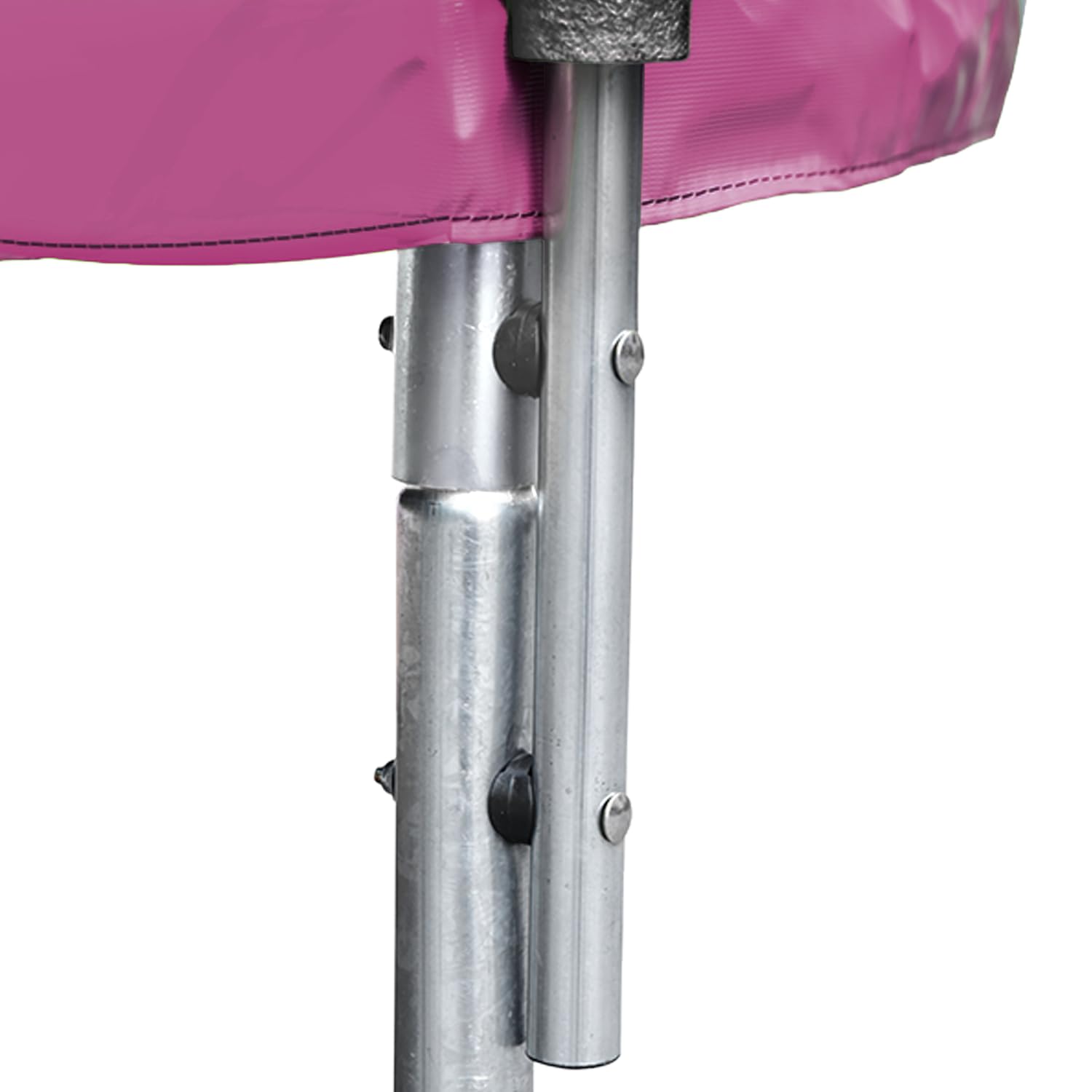 Pack Premium Trampoline Enfant Ø 245 cm avec Filet de sécurité + échelle + bâche + kit d'ancrage – Réversible Gris/Rose – Usage extérieur – Canberra – Dès 3 Ans