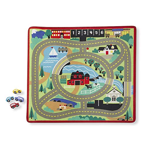 Melissa & Doug Round the Town Road Rug & Car Set