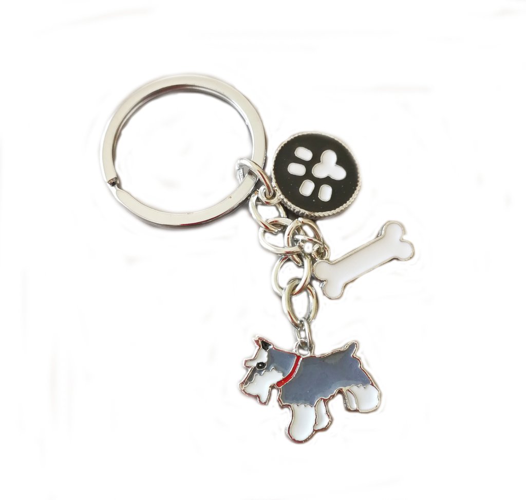 Bbeart Men's Grey Schnauzer Bbeart® Dog Tag Dog Key-Ring Keychain,Cute Small Dog Puppy Id Tags Metal Dog Keychain Keyring Keyfob Key Tags Car Keyring Bag Charm Birthday (Grey Schnauzer)