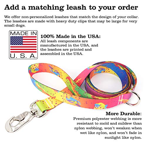 Buttonsmith Rainbow Custom Dog Collar - Made In The Usa - Fadeproof Permanently Bonded Printing, Military Grade Rustproof Buckle, Choice Of 6 Sizes #TOP2