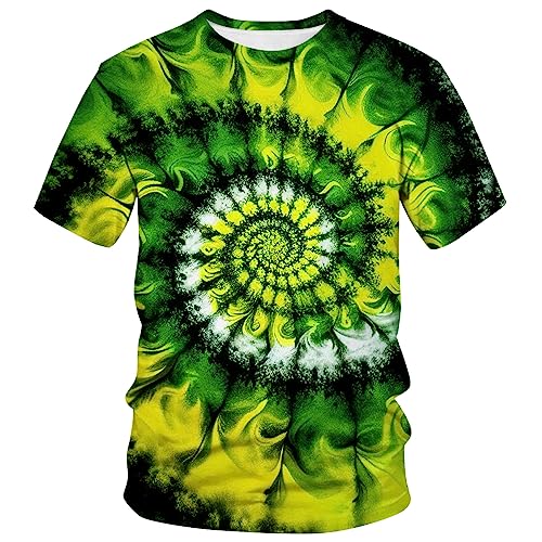 Lurhonp Unisex Tie Dye Crew Neck Short Sleeve T-Shirt,Multi2,3XL