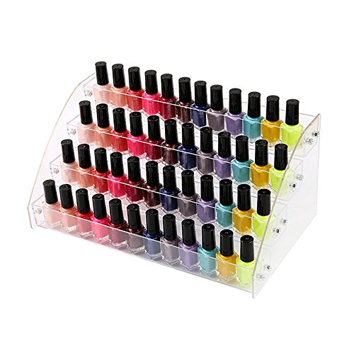 4 Tiers Makeup Holder Tiered Acrylic Organizer for Lipstick Nail Polishes Eye Shadow Toy Collection Dresser Reagent Container Retail E ssential Oils Liquids Paint Oil Bottle Display Rack Stand Station