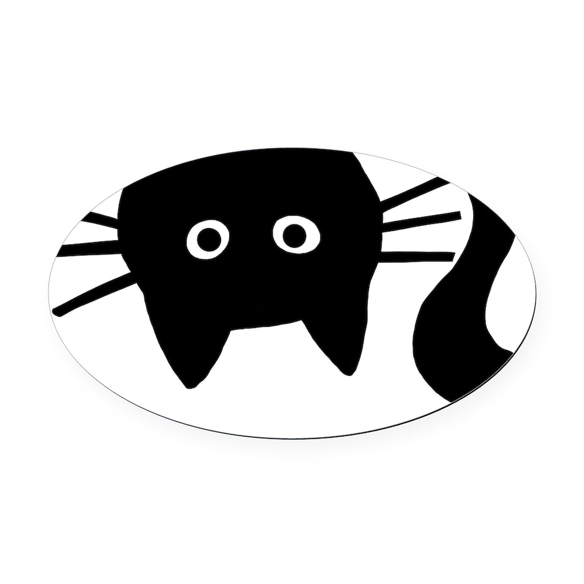 CafePress Black Cat Upside Down Euro Oval Car Bumper Magnet