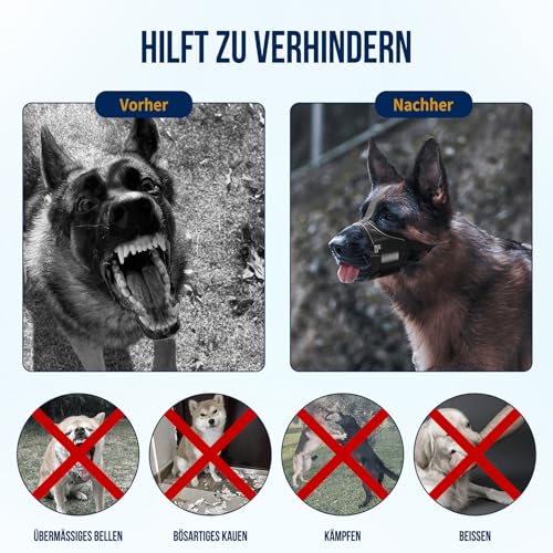 OneTigris Maulkorb, Nylon-Maulkorb Für Hunde Verstellbares Gurtband Geeignet für Maulkörbe von mittleren und großen Hunden Verhinderung von Bellen, Beißen und Kauen (XXL)
