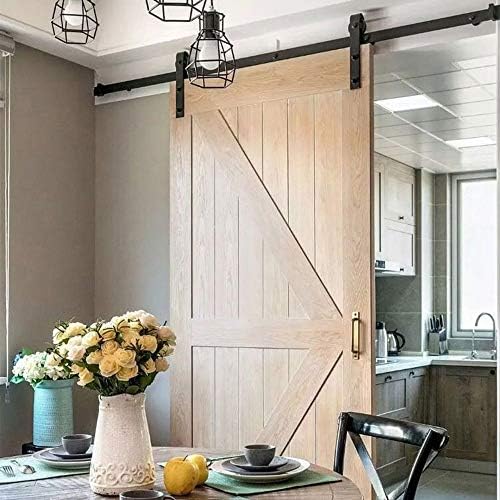 YORKING 5FT Sliding Barn Kit Sliding Rail Barn Door Hardware Steel Roller Closet Track System Home Kit Metal Parts Set Sliding Door Track
