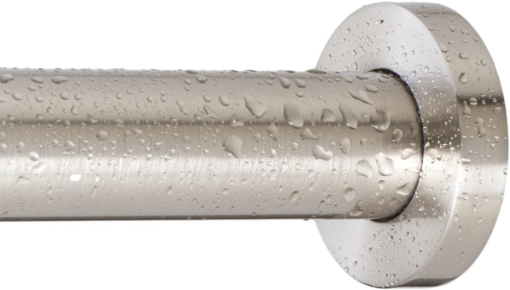 ivilon shower tension curtain rod - adjustable spring tension rod for shower curtains, bathroom, or windows, easy to install, no drilling required, rustproof, adjustable 54 to 90 inch brushed nickel 54" to 90" brushed nickel