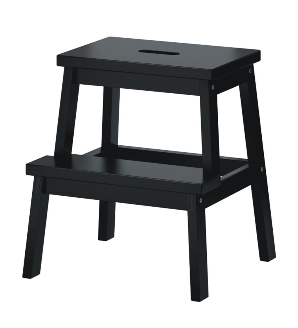 Silla de madera maciza DASHADAO y taburete de dos pasos negro