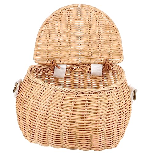 VICASKY 1Pc Handmade Rattan Bike Front Basket Storage for Water Cups Snacks Stylish Bike Accessory for Boys Easy to Install