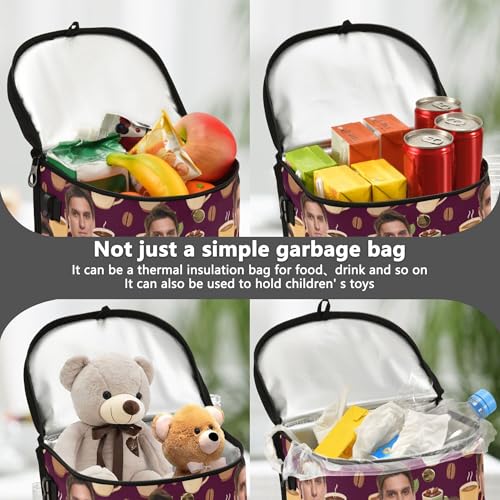 Image of Wudan Cartoon Coffee Elements Custom Trash Can for Car with Lid Lid Leak Proof Hanging Trash Can for Car Interior Essentials