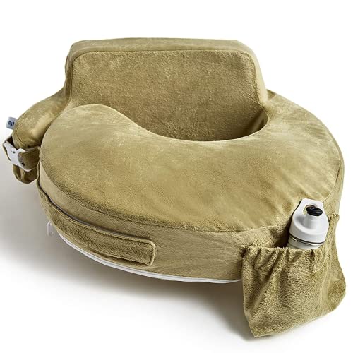 Image of My Brest Friend Super Deluxe Nursing Pillow for Breastfeeding and Bottlefeeding with Lumbar Support, Convenient Pocket and Removable Polyester Slipcover, Green