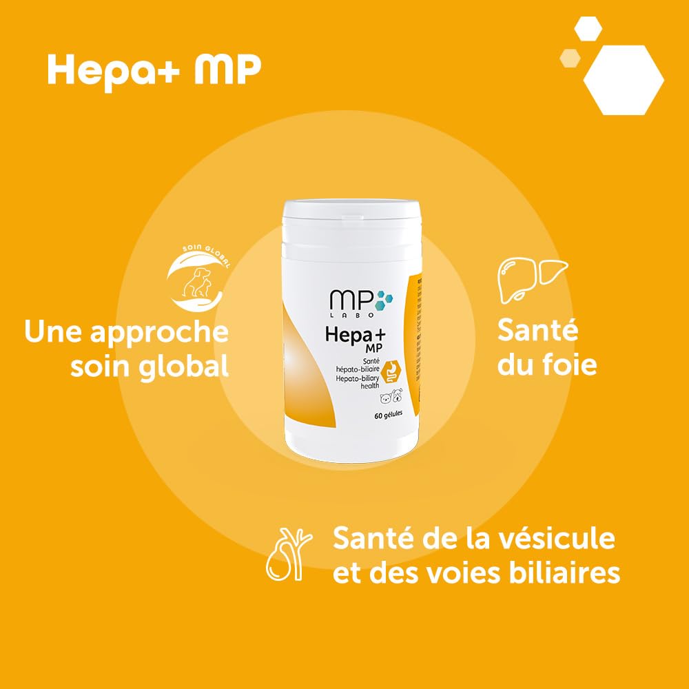 MP Labo Hepa+ MP 60 Gélules - Protection des Cellules Hépatiques et Bon Fonctionnement Hépato-biliaire pour Chien et Chat - Contient Chardon-Marie, Fumeterre, Anti-oxydants, Minéraux et Vitamines
