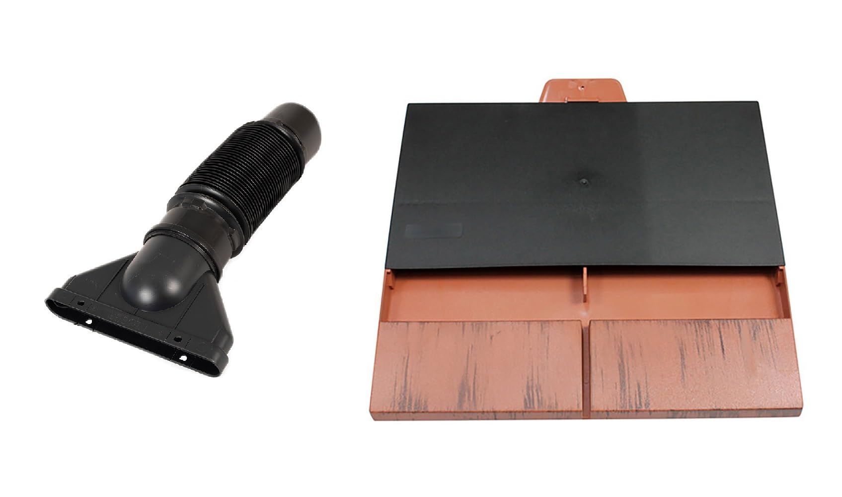 Eroofing Rustic Red Klober Uni-Plain Tile Vent + Adaptor + Flexi To 100Mm (Rustic Red)