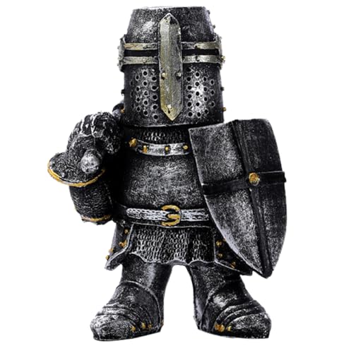 Fuwraixis Zwergenritter Gartenornament Mittelalterlicher Soldat Figur...