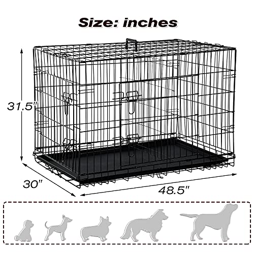 HCY, Dog Crate, Dog Kennel 48 Inch Double Door Metal Crate Foldable Puppy Supplies Cage with Divider Panel, Handle… - Image 8