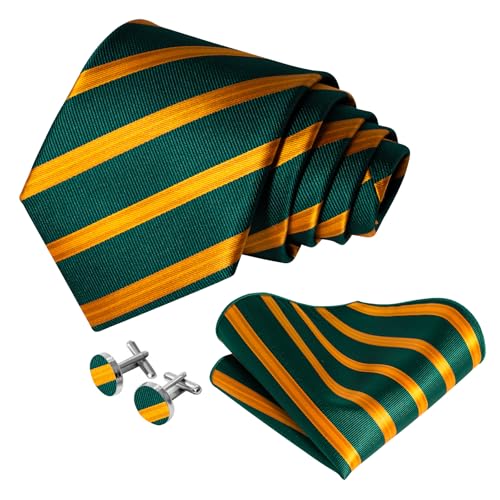 Image of 5PCS Mens Silk Designer Tie, Pocket Square, Cufflinks, Drilled Tie Ring and Lapel Pin Set for Wedding Groom Party