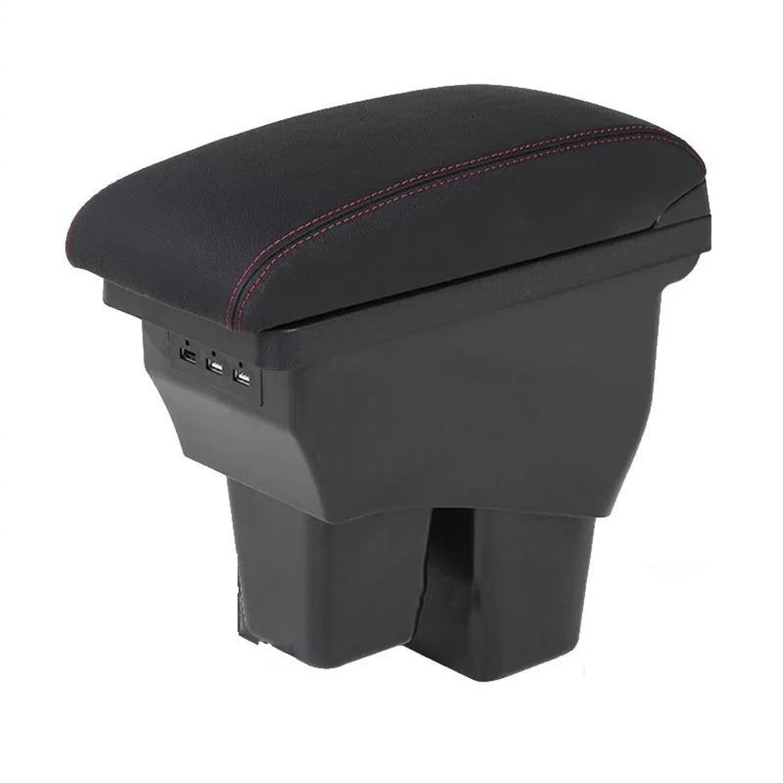 NOHEEU Car Armrest Box 2014-2019 Retrofit Accessorie Storage Simple Installation For Fit For Jazz 3(B1 Black red Corium)