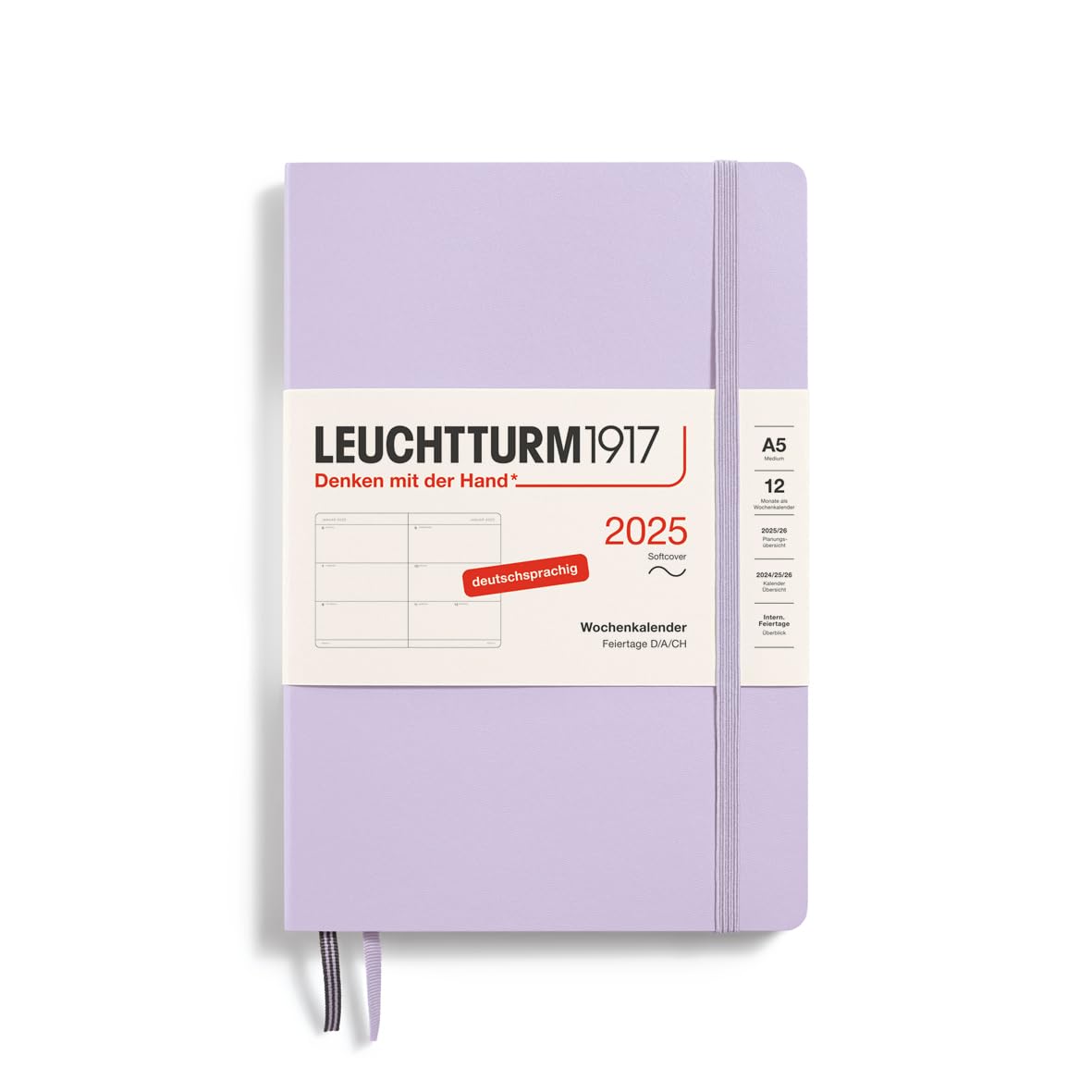 LEUCHTTURM1917 372541 Weekkalender Pocket (A6) 2026, 12 maanden, zwart, Duits