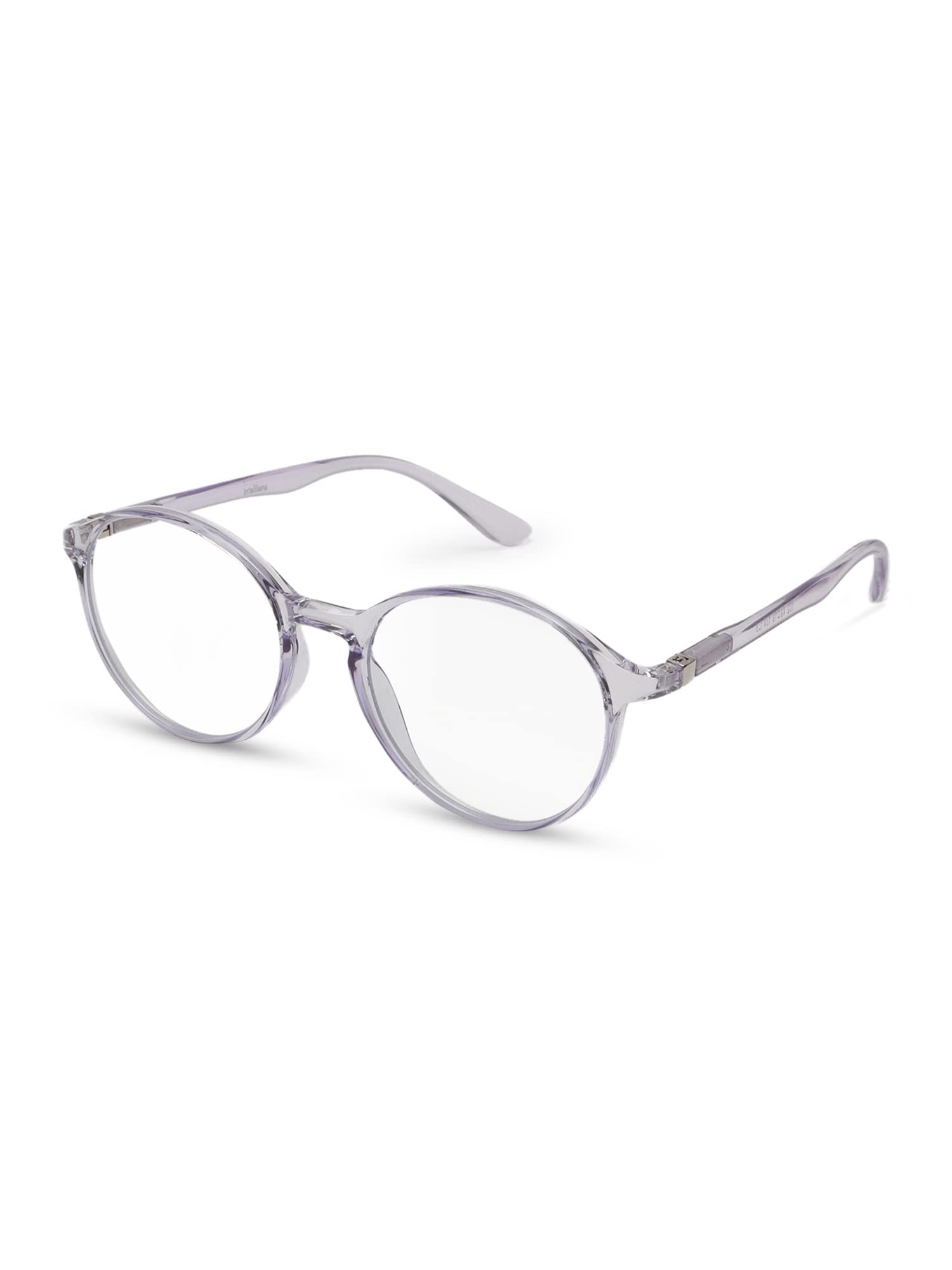 Intellilens Gafas redondas de computadora de corte azul para protección ocular (morado brillante) | Lentes de filtro de luz azul, cero potencia, antirreflejos y filtro de luz azul, especificaciones de