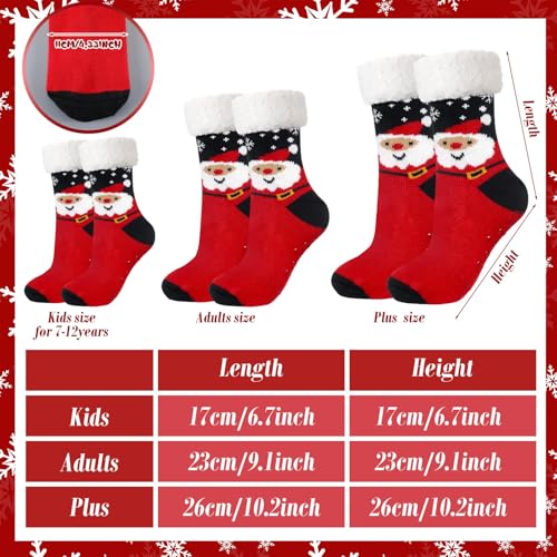 4 Packs Christmas Fuzzy Slipper Socks Xmas Fluffy Sherpa Thermal Socks with Grippers for Women men3