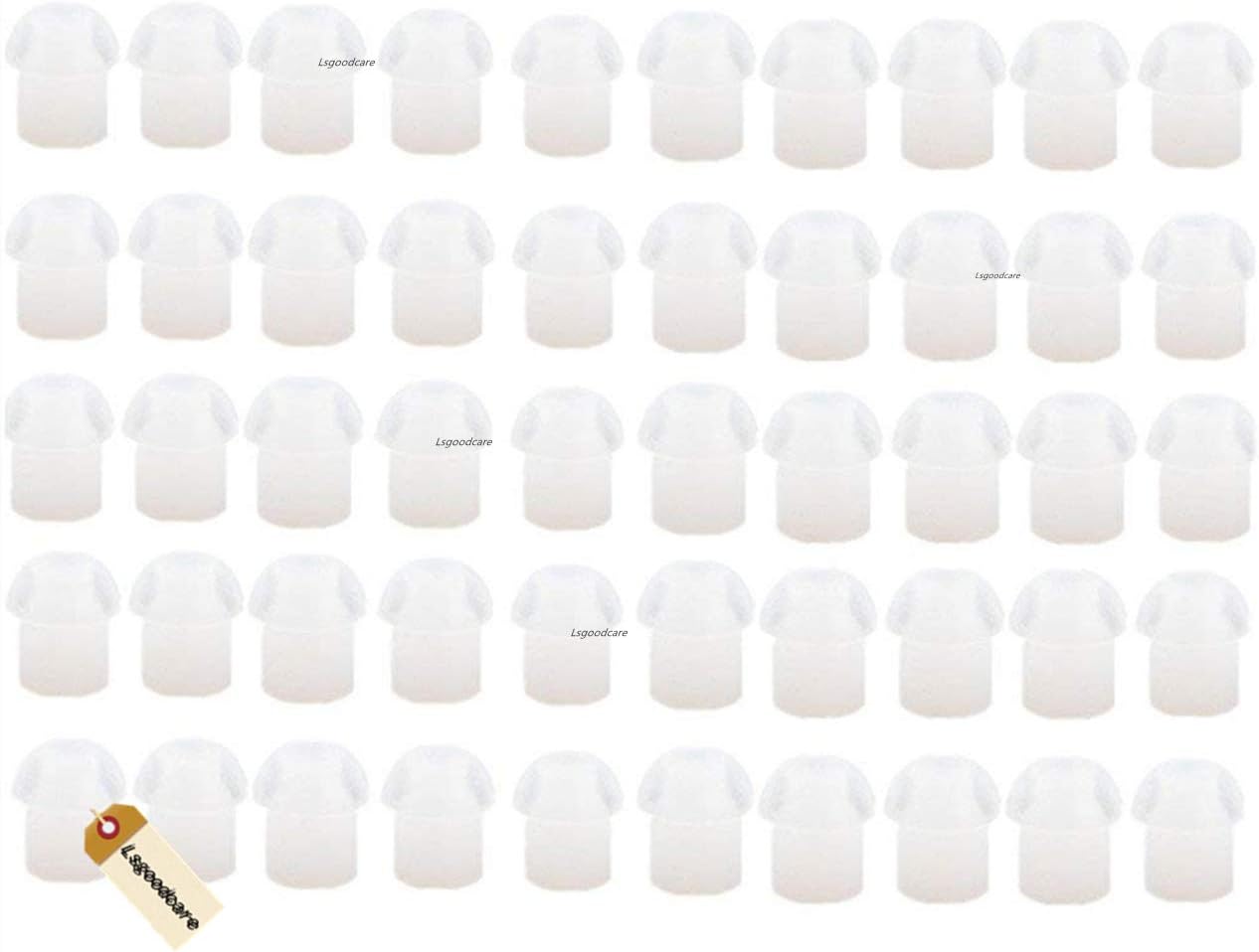 Lsgoodcare 50Pack White Silicone Rubber Replacement Mushroom EarTips Earbud Compatible for Motorola Kenwood Icom Yaesu Baofeng HYT Midland Cobra Radio Surveillance Acoustic Tube Earpiece Headset