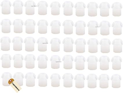 Lsgoodcare 50Pack White Silicone Rubber Replacement Mushroom EarTips Earbud Compatible for Motorola Kenwood Icom Yaesu Baofeng HYT Midland Cobra Radio Surveillance Acoustic Tube Earpiece Headset