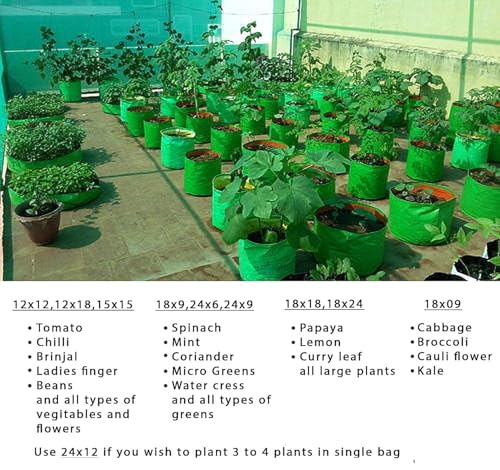 Image of Kingwell Grow Bag 24 X 15 INCH, PACK OF 8 For Terrace Garden Leafy Vegetable Plant Grow Bags Fruits Growing Containers For terrece Gardening (24 X 15 INCH, PACK OF 8)