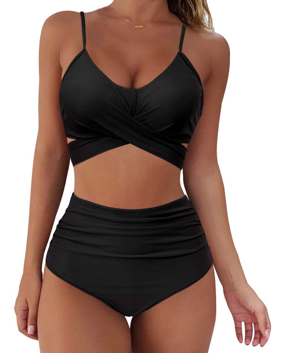 Women Wrap Bikini Set Push Up High Waisted 2 Piece Swimsuits Plus Size Swimwear