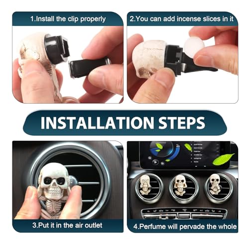 Image of 3 PCS Automotive Air Conditioner Outlet Diffuser, Halloween Skull Decoration Accessories, Automotive Multi-Functional Interior Accessories, Universal for Most Cars (Black)