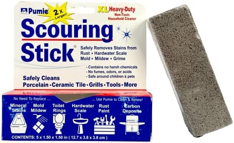 PUMIE Scouring Stick | Extra Large | 2 x Larger Than The Small Stick | Heavy Duty Extra Strong Pumice Cleaning Bar | Equivalent of 2 x Small Sticks | 5x1.5x1.5 inches
