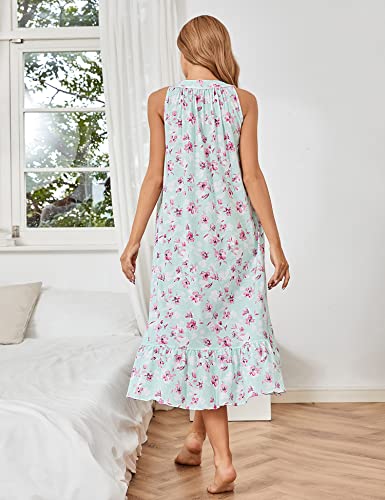 Image of MZROCR Cotton Nightgowns for Women Soft Sleeveless Night Gown for Adult Women Ruffle Sleepwear