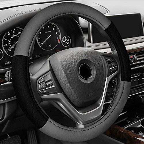 TLH Premium Fabric Car Seat Cushion Pads Front Set, Airbag Compatible-Universal Fit for Cars, Auto, Trucks, SUV (Gray-Combo)