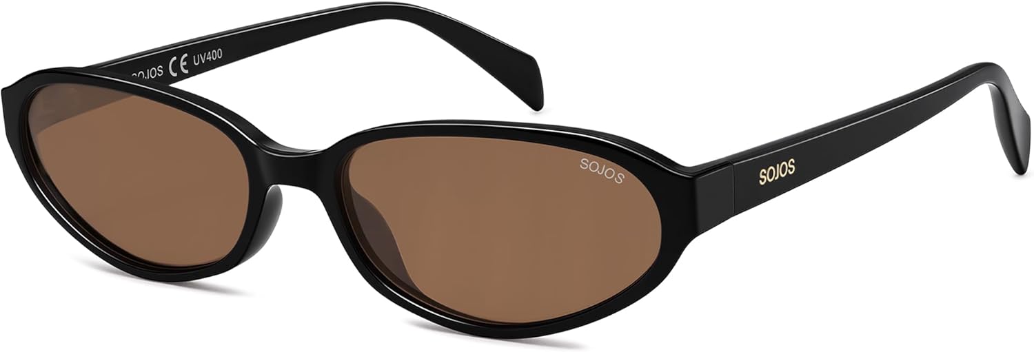 SOJOS Retro Oval Polarized Sunglasses for Women Trendy Cat Eye Chic Narrow Y2K Skinny Sunnies SJ2660