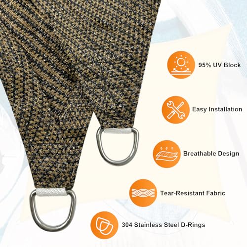 Artpuch Sun Shade Sail, 12'X16' Mocha Rectangle Curved Edged Commercial Grade 185GSM Permeable Outdoor Shade Cloth for Deck, Backyard, Patio (Custom Sizes Made) by Artpuch - Image 3
