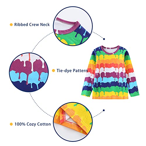 Image of Boys Rainbow Striped Shirt Cotton Long Sleeve T-Shirts