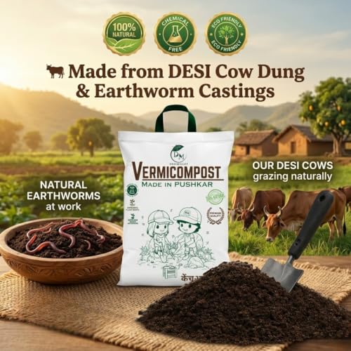 Image of Vermicompost For Plants | 100% Pushkar DESI COW's Organic Fertilizer | Manure For Plants Home Gardening Kechua Khad | Ideal For All Gardening (20 Kg)