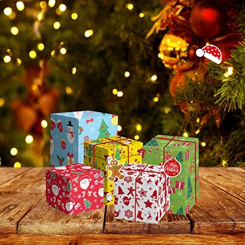 Christmas Wrapping Paper 12 Sheets Kids Christmas Gift Wrapping Paper with Tags Cute Christmas Gift Wrapping Paper Decorations Colourful Xmas Wrapping Paper for Children Christmas Party Decor