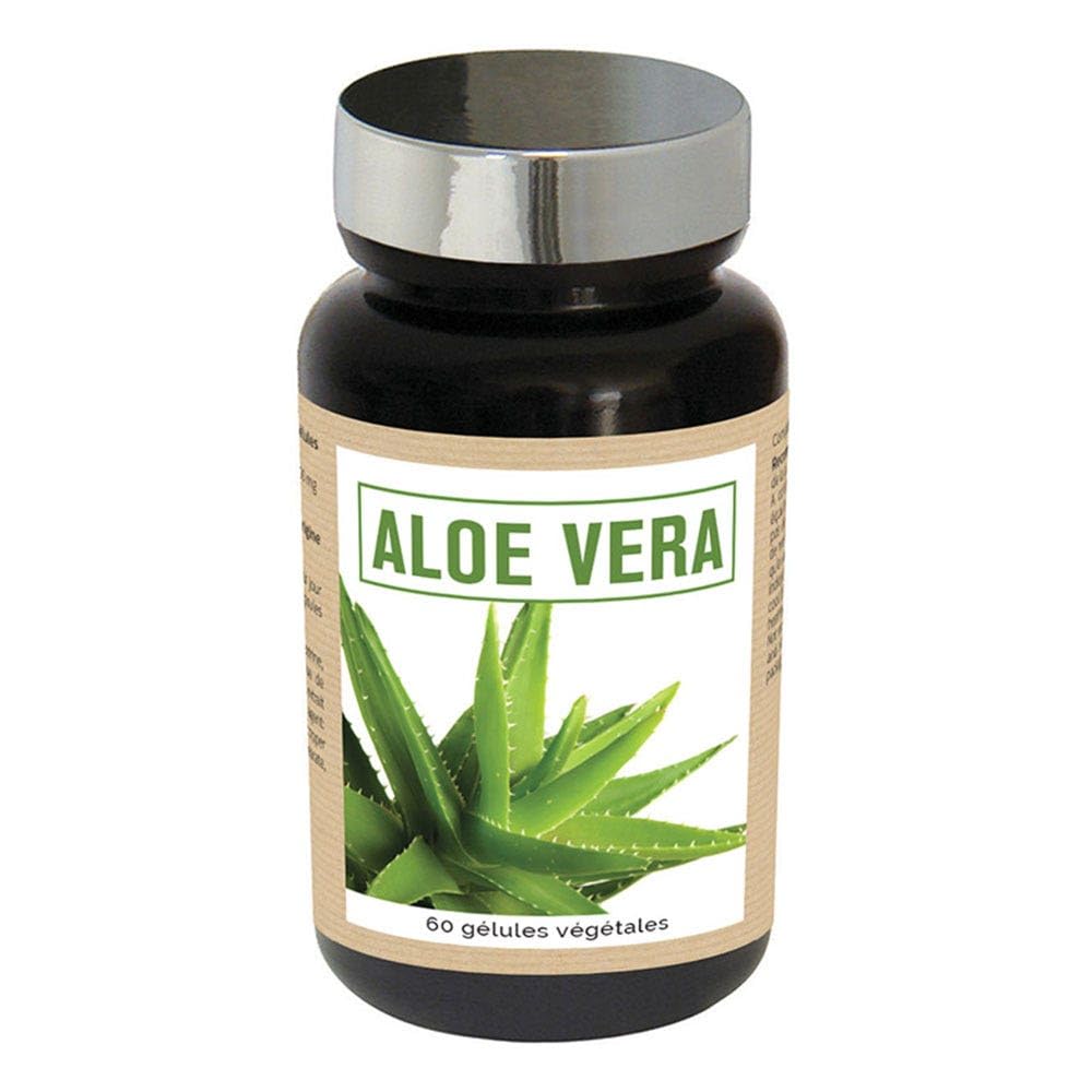 NUTRI EXPERT Aloe Vera Favorise le Confort Digestif 100% Extrait de Suc d’Aloe Vera Soutient la Santé Gastro-intestinale sans Gluten ni Allergène, Convient aux Végans 60 Gélules Végétales