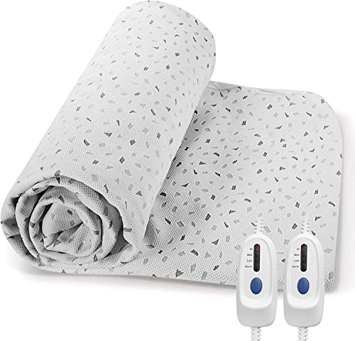 Heated Mattress Pad With Dual Control Electric Bed Warmer King Size With 4 Adjustable Heating Levels Auto Shut Off Timer Deep All Around Elastic Bed Pocket Machine Washable #TOP1