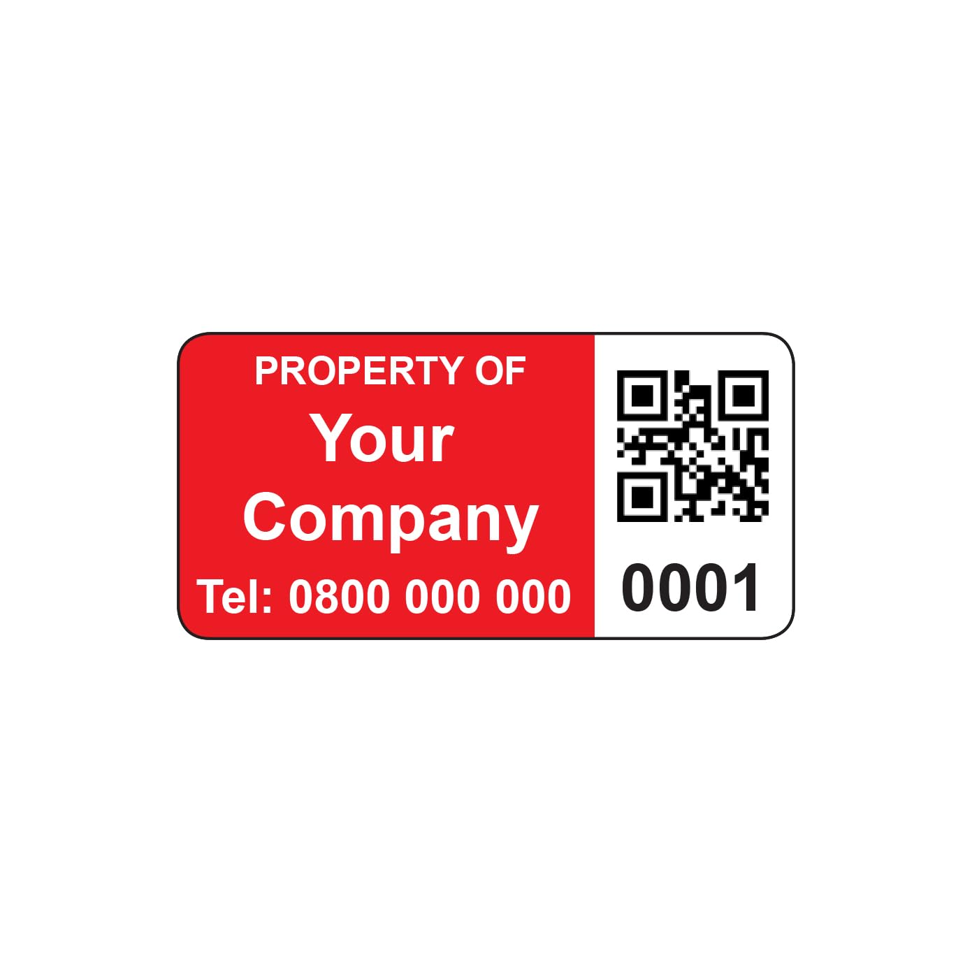 2000 Personalised QR Code Asset Tag Labels Custom Stickers- Red 40mm x 20mm Permanent Vinyl Labels - Simple to Customize